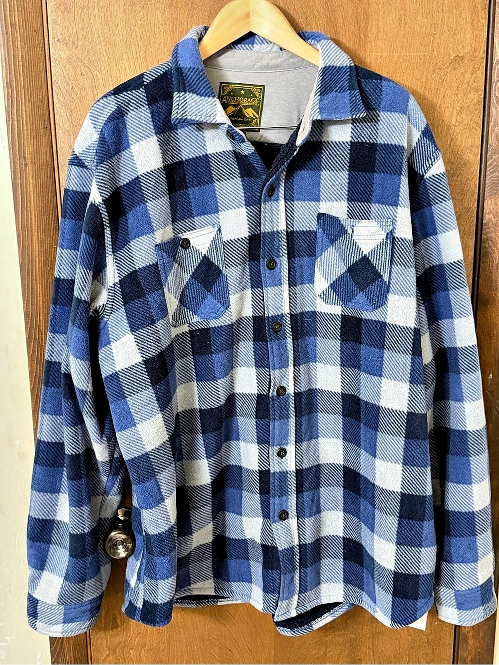 Anchor Ranch Men's Plaid Shirt Blue & White XL